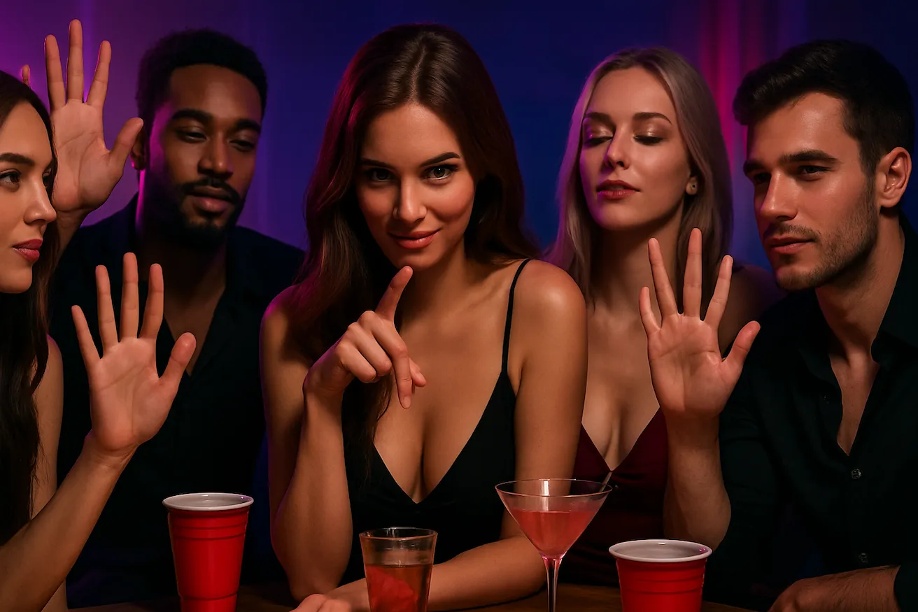 Friends playing the HOT Put a Finger Down game