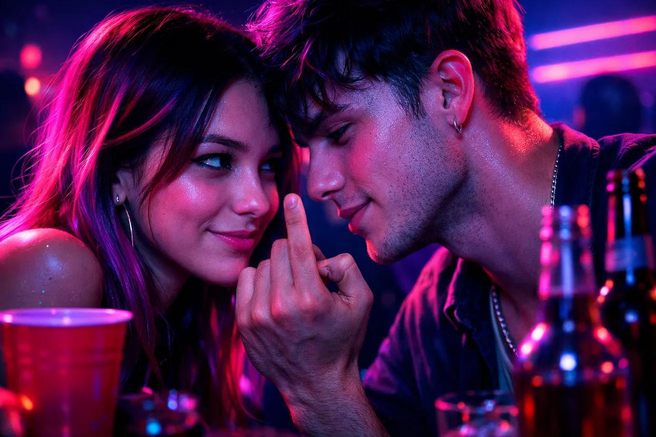 Couple playing the Put a Finger Down game