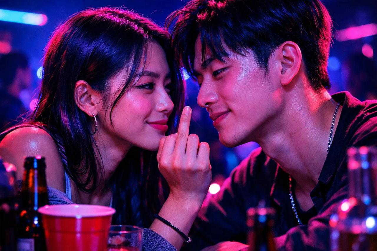 손가락 내리기 게임을 하는 커플