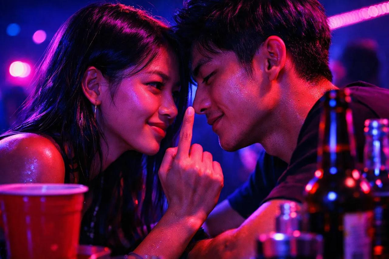 คู่รักกำลังเล่นเกมเอานิ้วลงถ้า