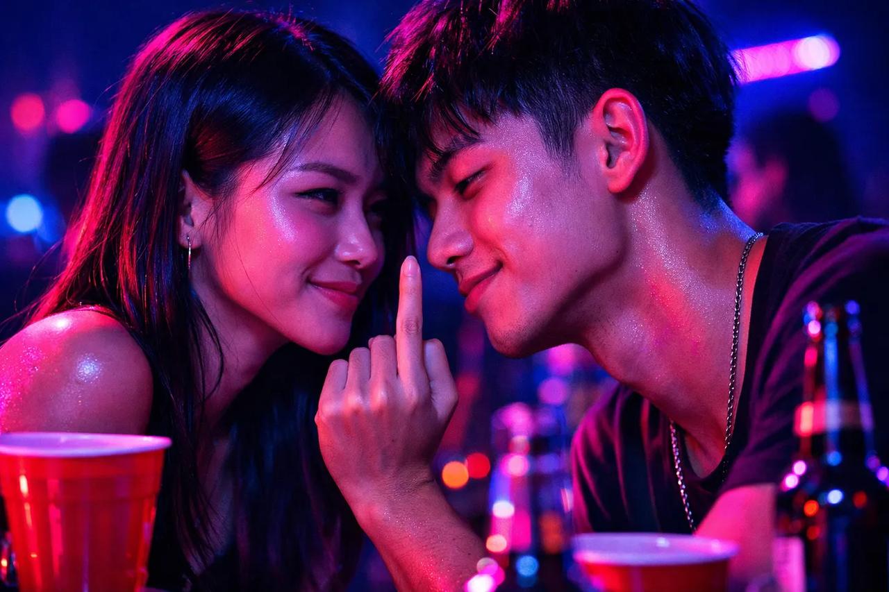 Cặp đôi đang chơi trò Đặt ngón tay xuống nếu