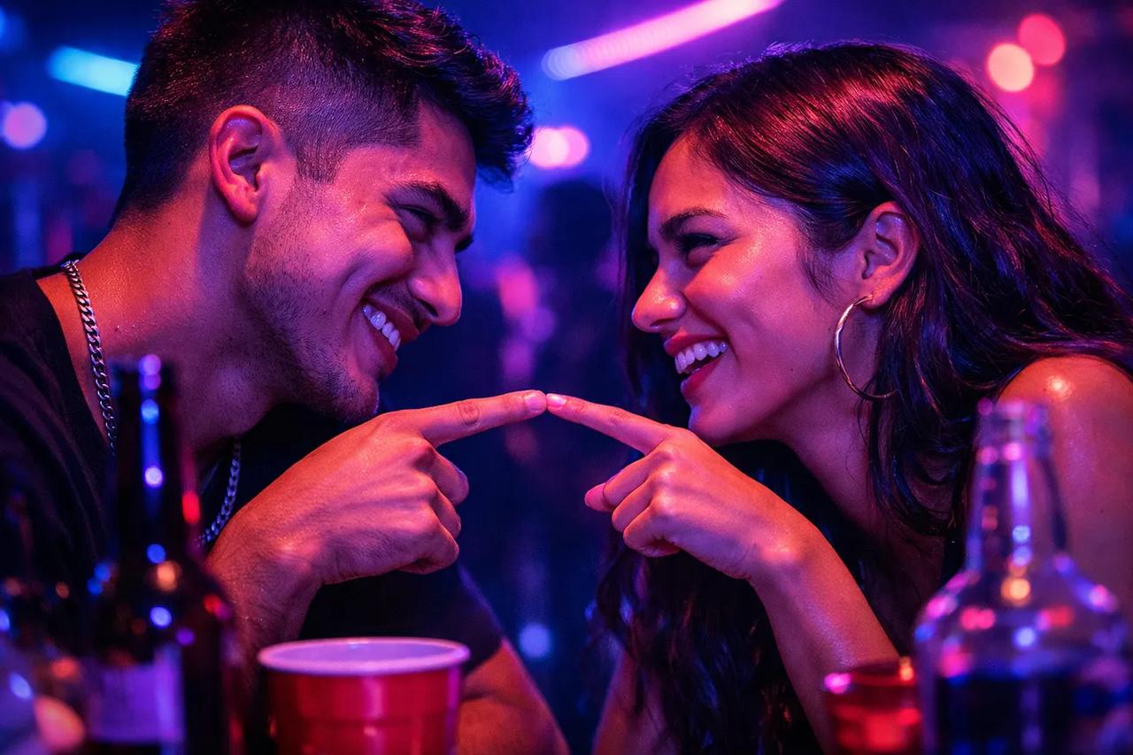 Pareja jugando al juego Quién es más probable