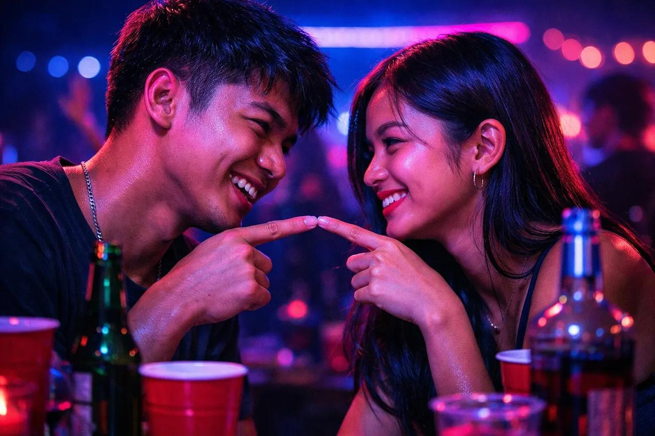 Mag-jowa na naglalaro ng Sino Ang Pinakamalamang Na