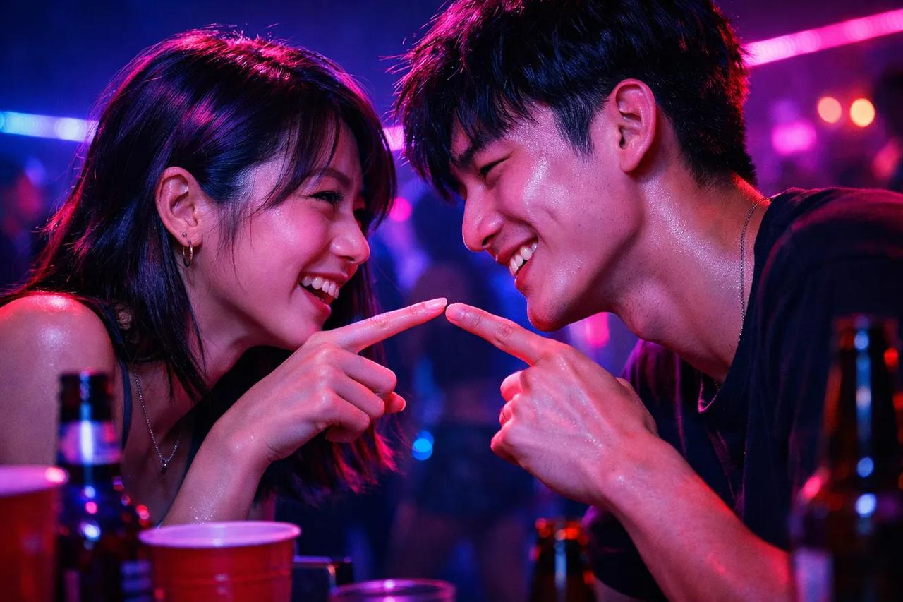 一對情侶在玩「誰最有可能」遊戲