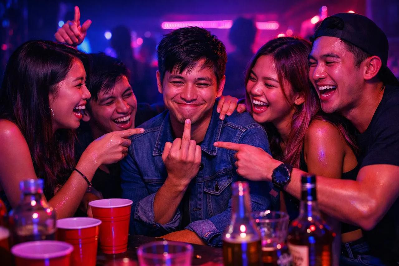 Magkakaibigang naglalaro ng Put a Finger Down