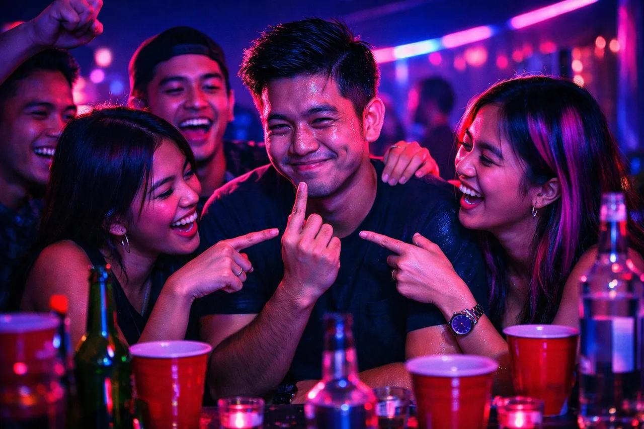 Teman-teman sedang bermain game Turunkan Jari