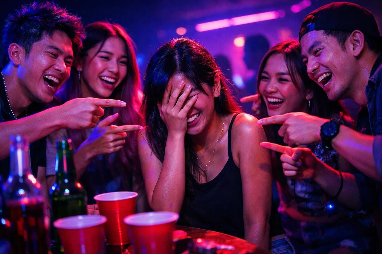 กลุ่มเพื่อนกำลังเล่นเกมใครน่าจะ