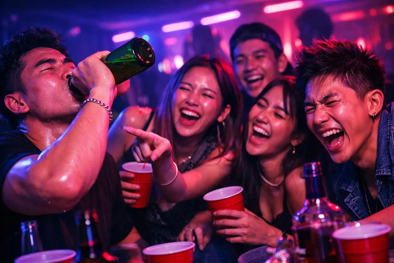 เพื่อนๆ กำลังเล่นเกม 'ฉันไม่เคย' สุดฮาพร้อมเครื่องดื่ม