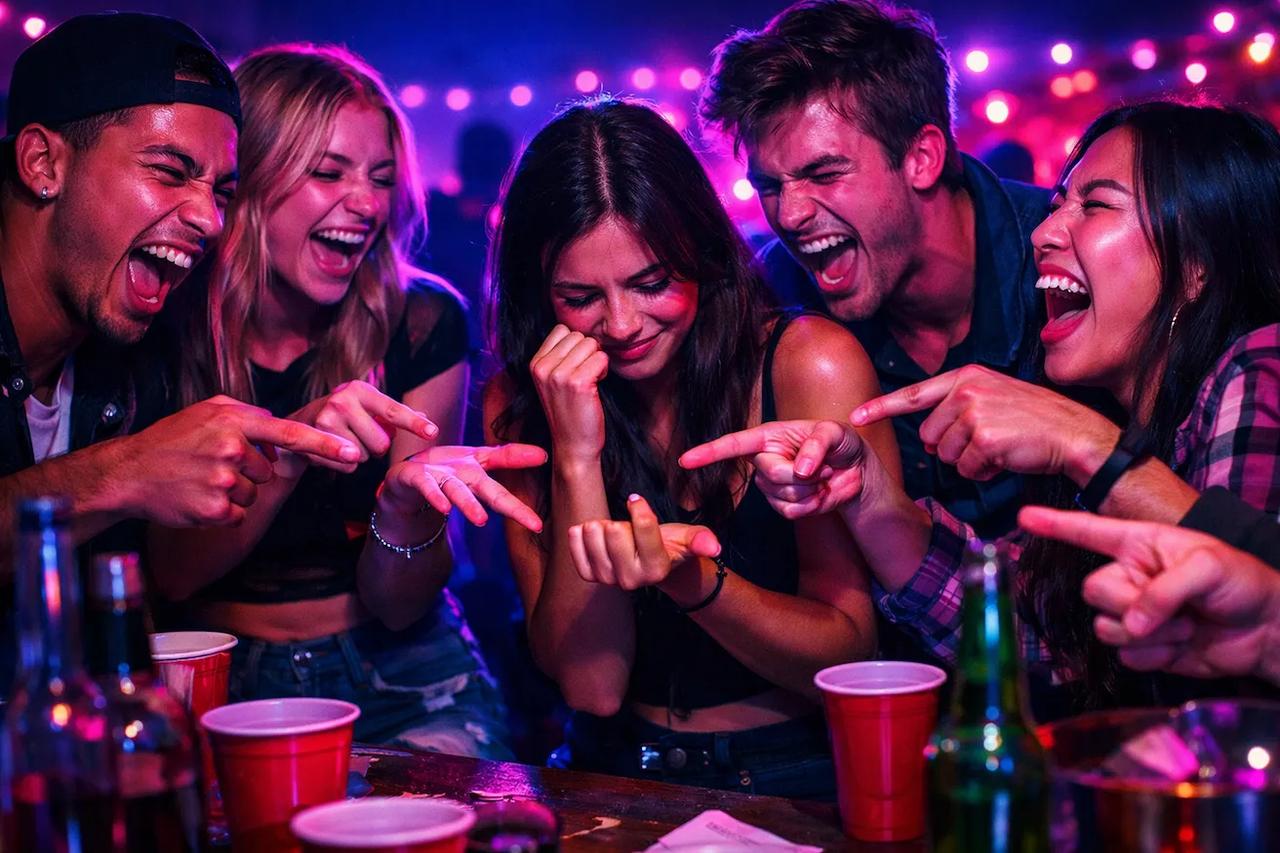 Friends playing the Put a Finger Down game