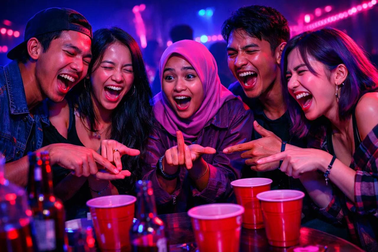 Teman-teman sedang bermain game Turunkan Jari