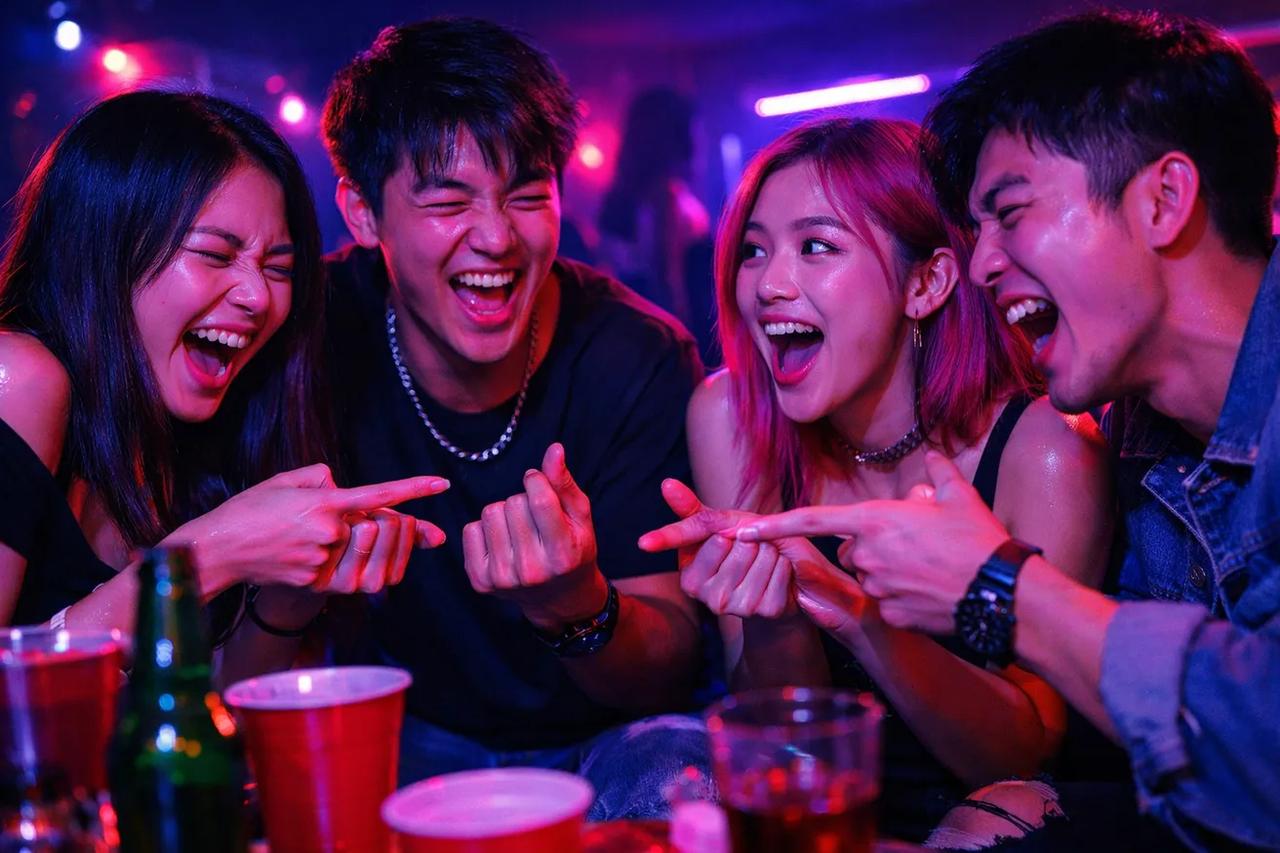 朋友們在玩「放下手指如果」遊戲