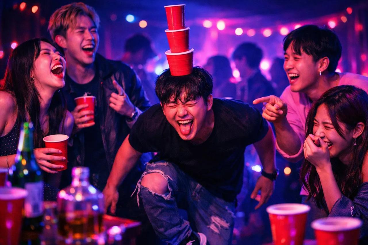 진실 게임을 하며 웃고 있는 친구들