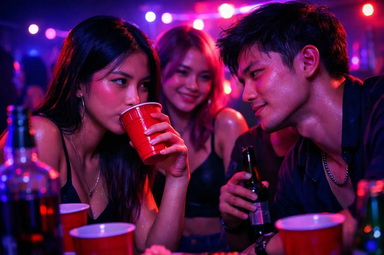 เพื่อนๆ กำลังเล่นเกม 'ฉันไม่เคย' เวอร์ชั่นสายแซ่บพร้อมเครื่องดื่ม