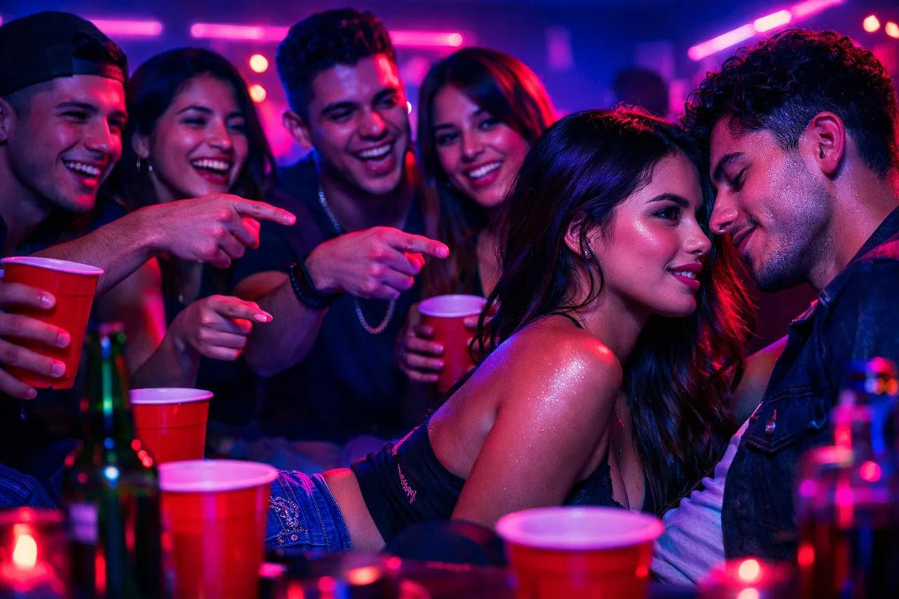 Amigos jugando Quién es más probable en ambiente atrevido