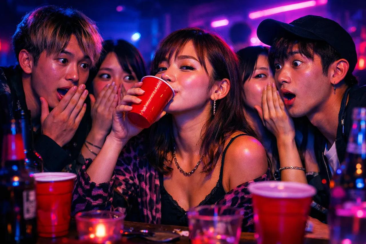 お酒を飲みながら『やったことないゲーム』で遊ぶ友達グループ