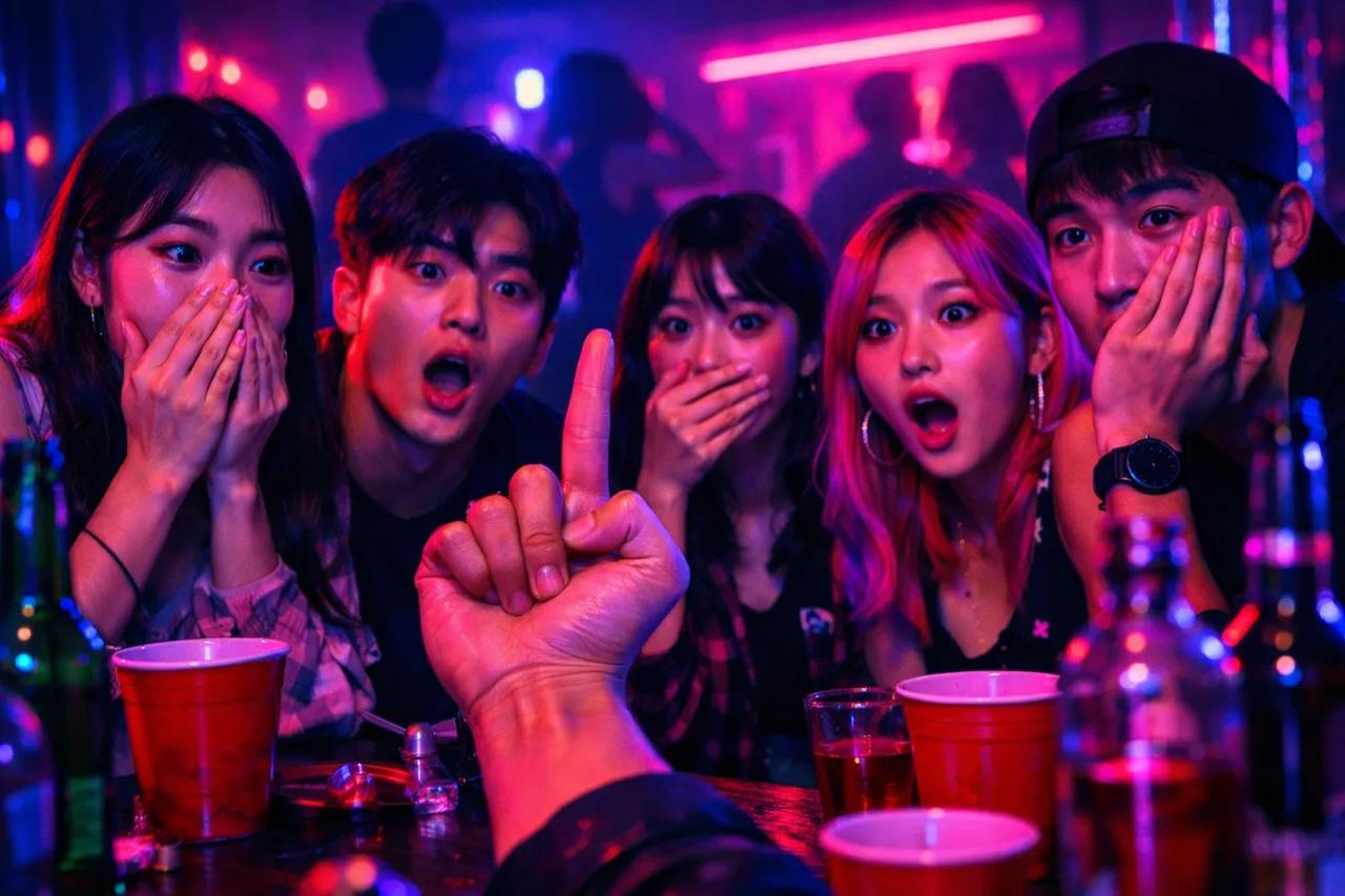 손가락 내리기 게임을 하는 친구들