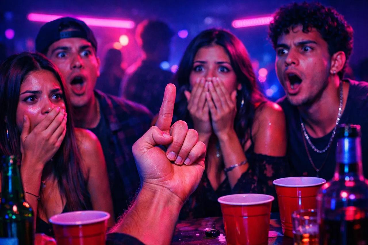 Amigos jogando o jogo Abaixe um dedo se