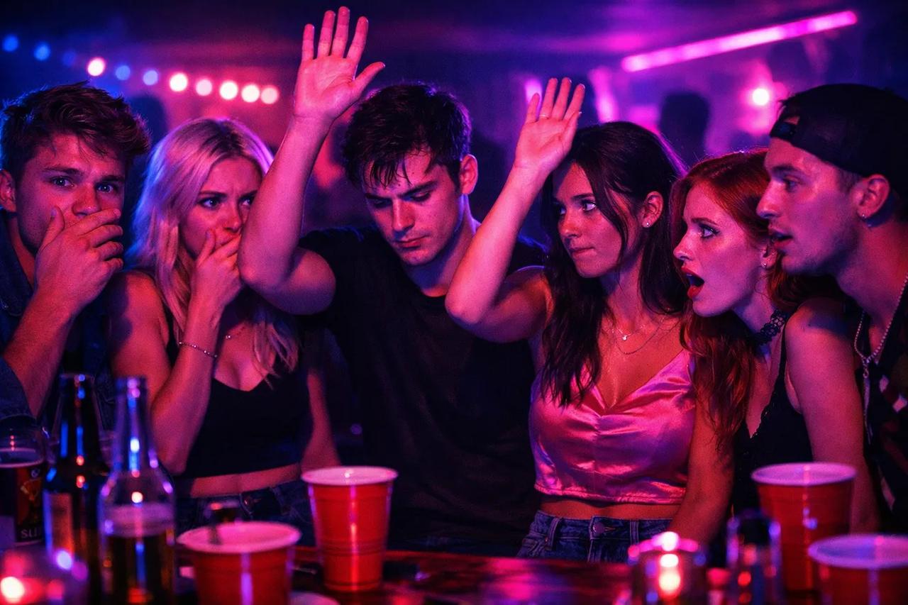 Freunde spielen das Spiel Würdest du eher mit tiefgründigen Fragen