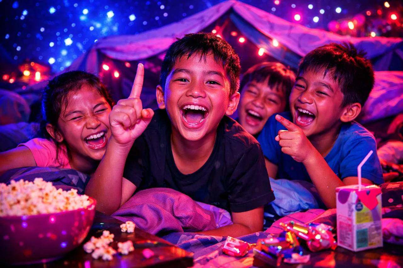 Anak-anak sedang bermain game Turunkan Jari