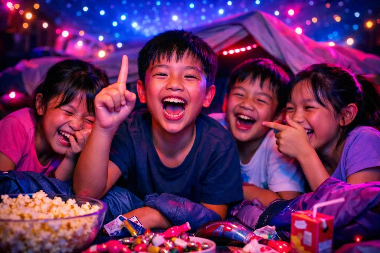 Các bé đang chơi trò Đặt ngón tay xuống nếu