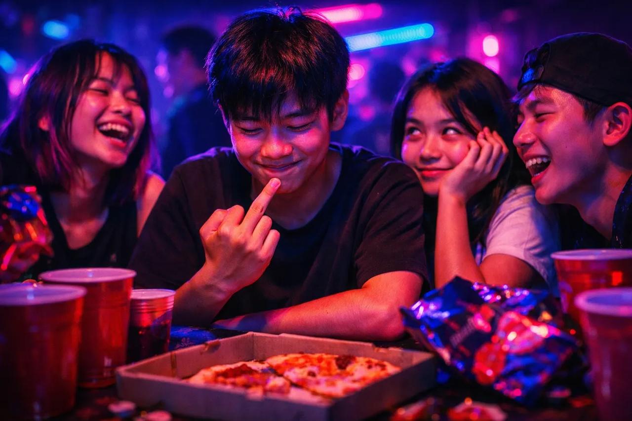Hội bạn tuổi teen đang chơi trò Tôi Chưa Bao Giờ