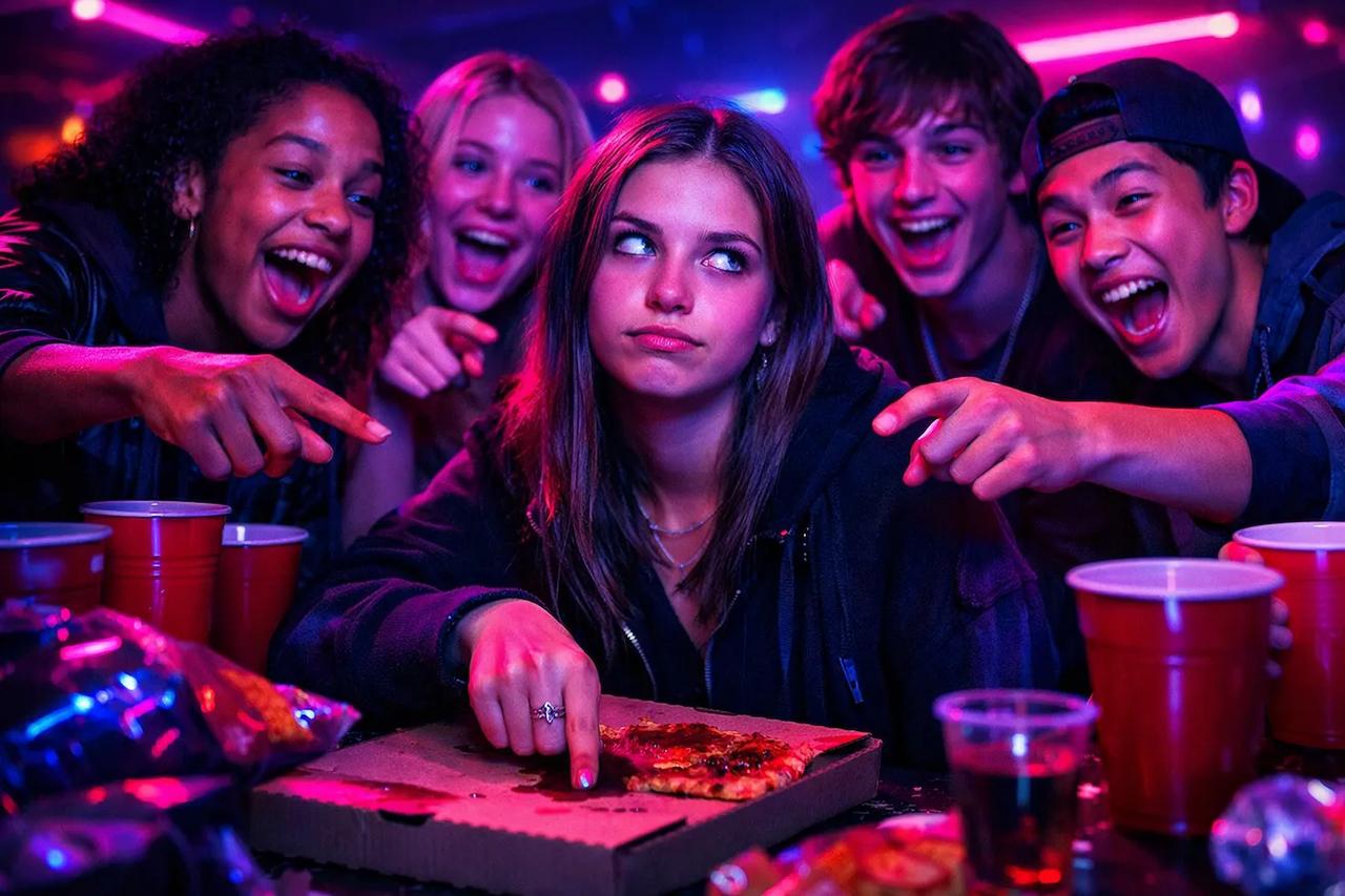 Teenagers playing the Put a Finger Down game