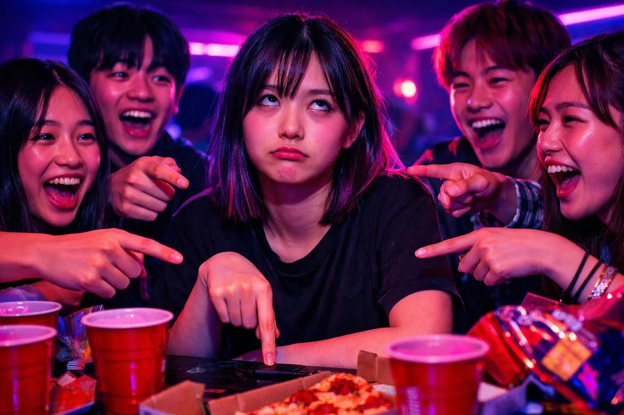 손가락 내리기 게임을 하는 십대들