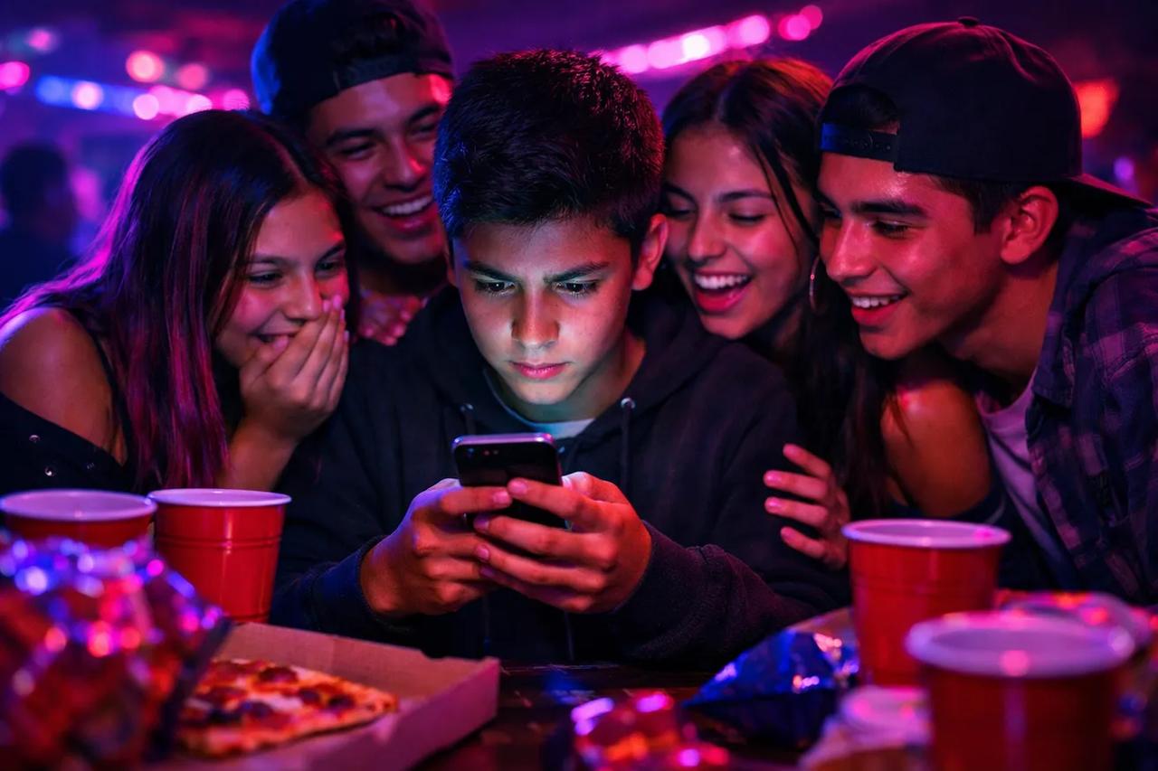 Amigos adolescentes jugando a Verdad o Reto