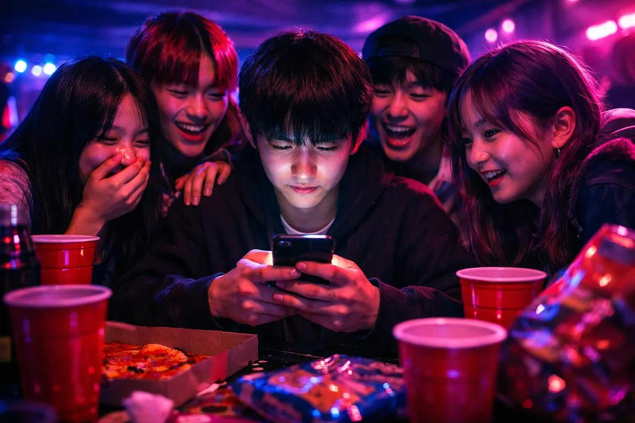 10대 진실 게임을 하고 있는 친구들