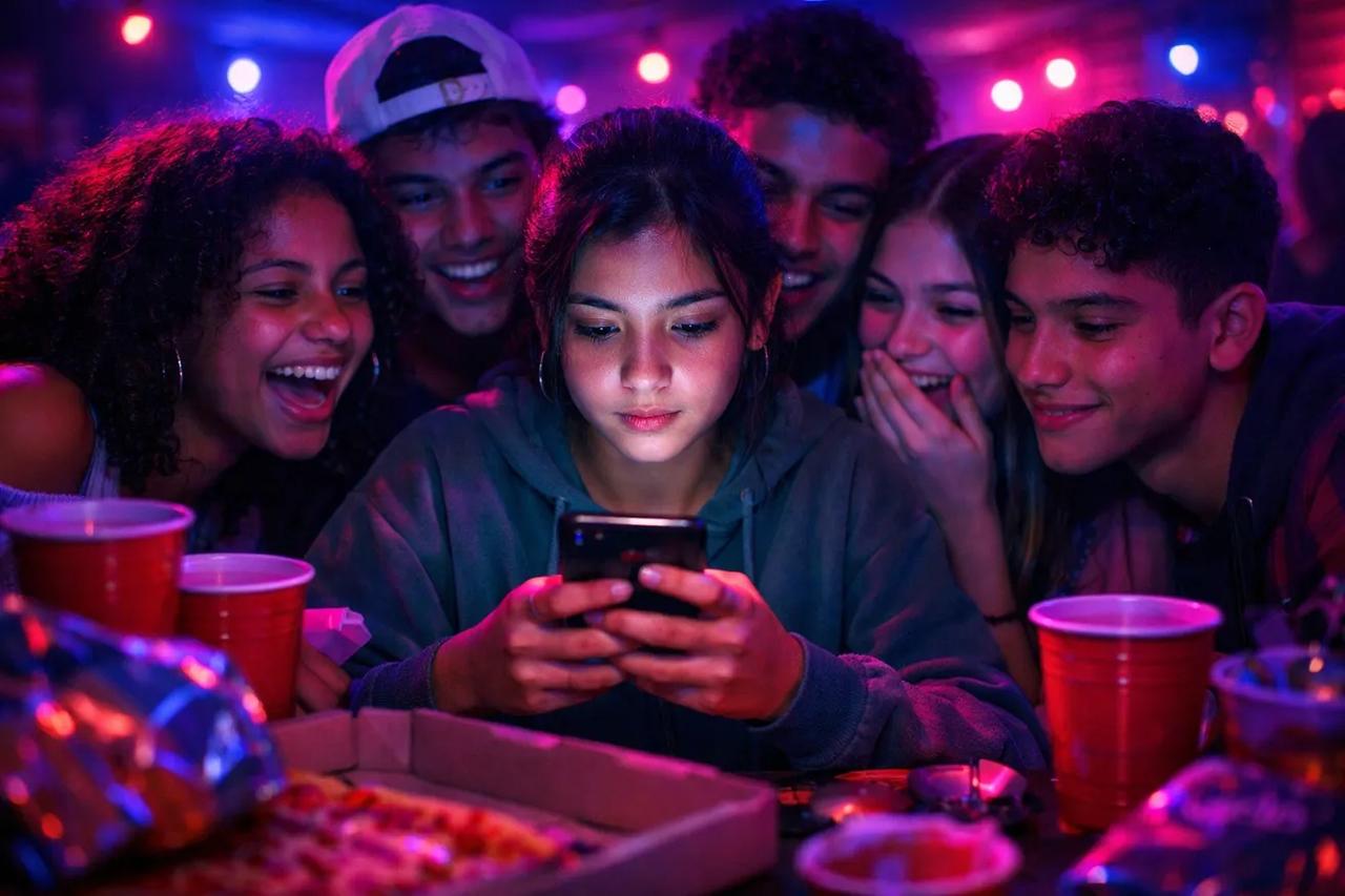 Adolescentes jogando Verdade ou Desafio