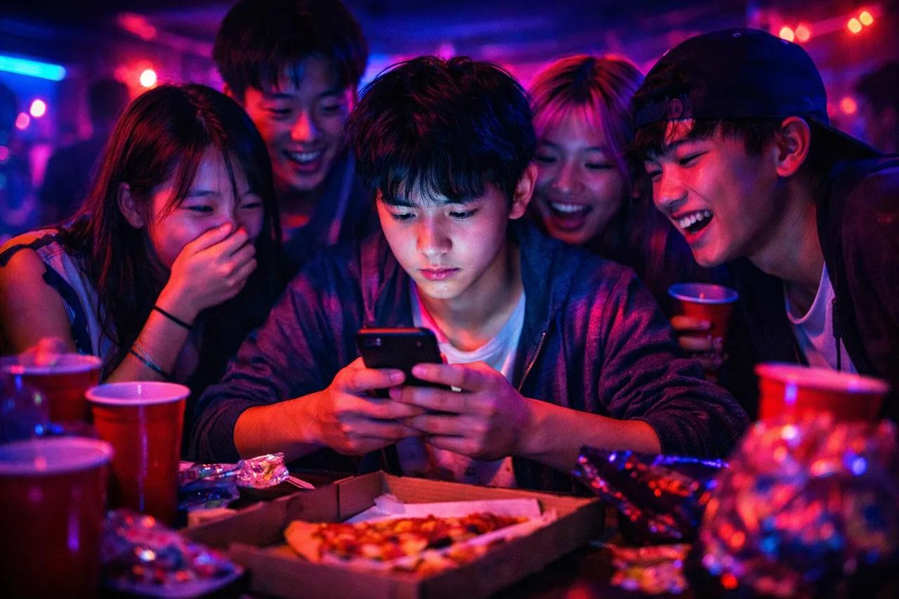 一群青少年在玩真心話大冒險遊戲