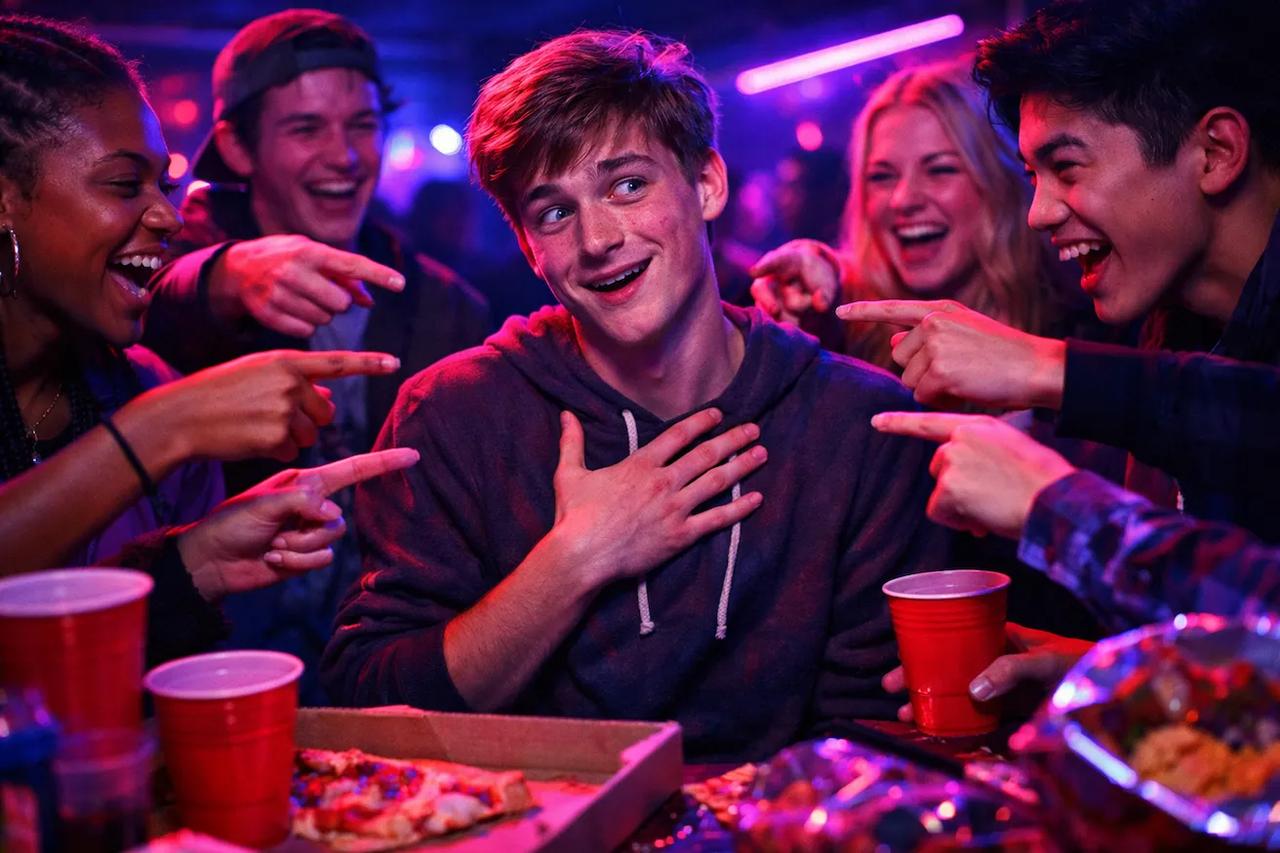 Teenager-Freunde spielen das Spiel Wer würde eher