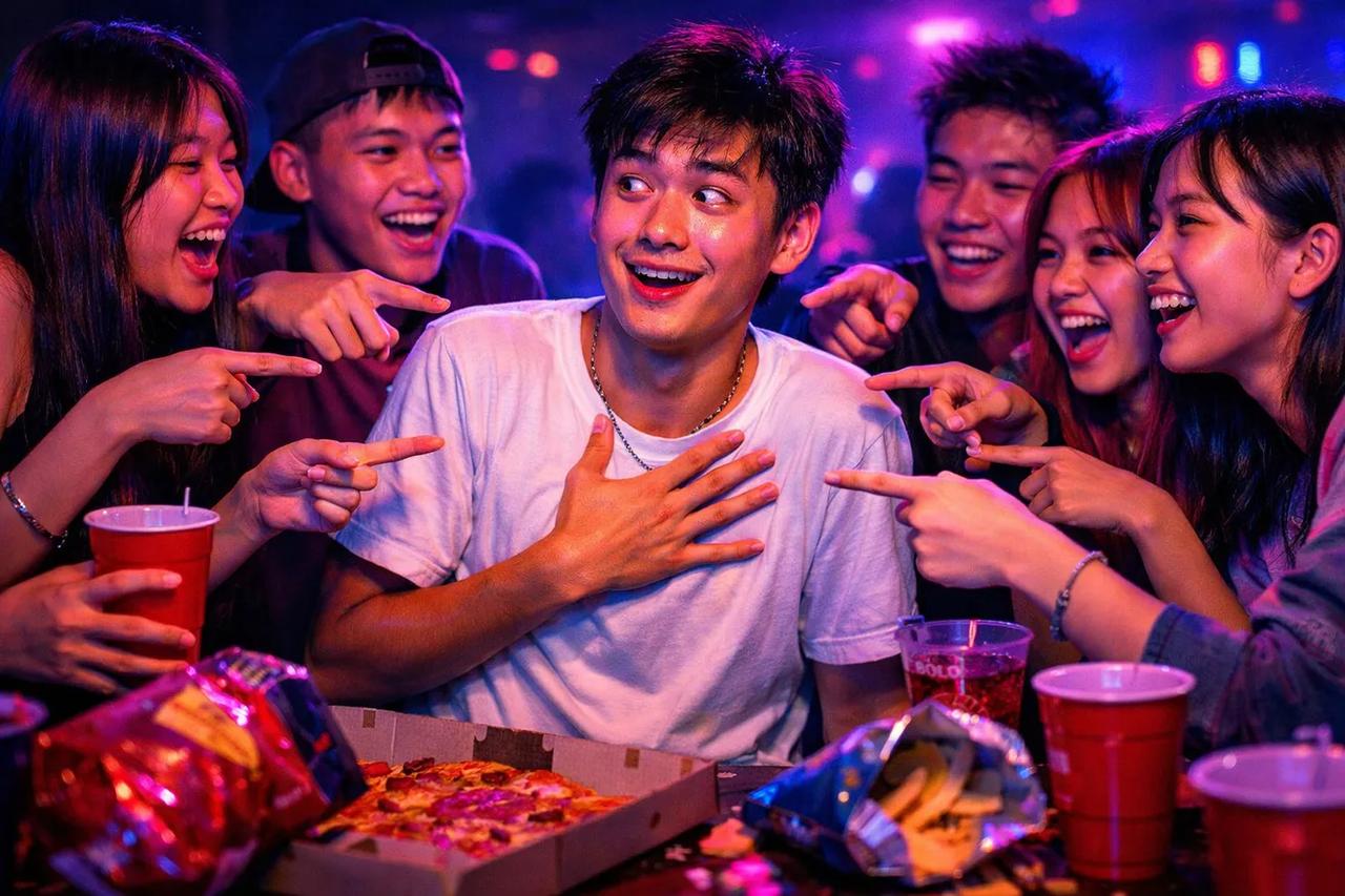 Hội bạn tuổi teen đang chơi trò Ai là người sẽ