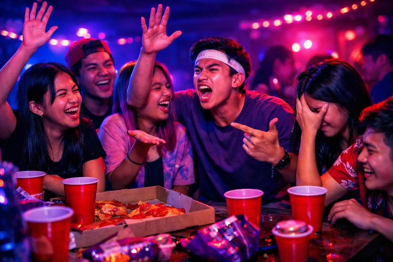 Mga teenager na naglalaro ng Would You Rather