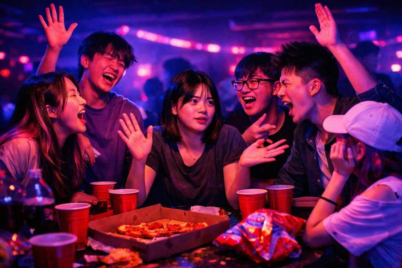 青少年朋友們在玩「你寧願」遊戲