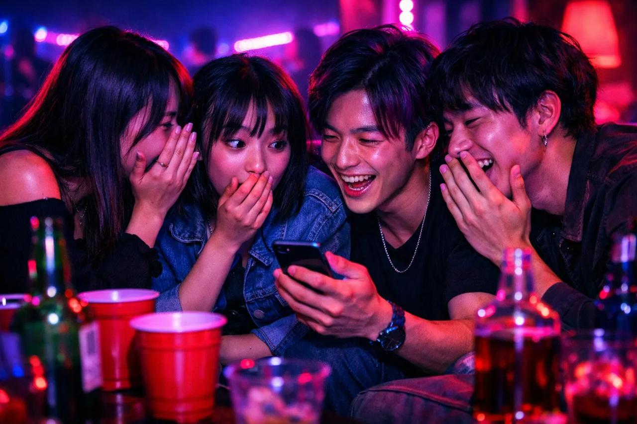 「10点満点ゲーム」で遊んでいる友達グループ