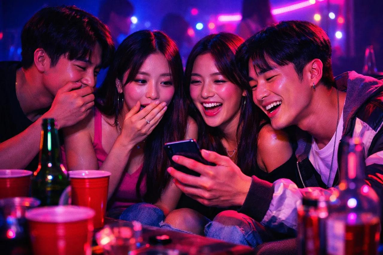 그녀는 10점이지만 게임을 하며 즐거워하는 친구들