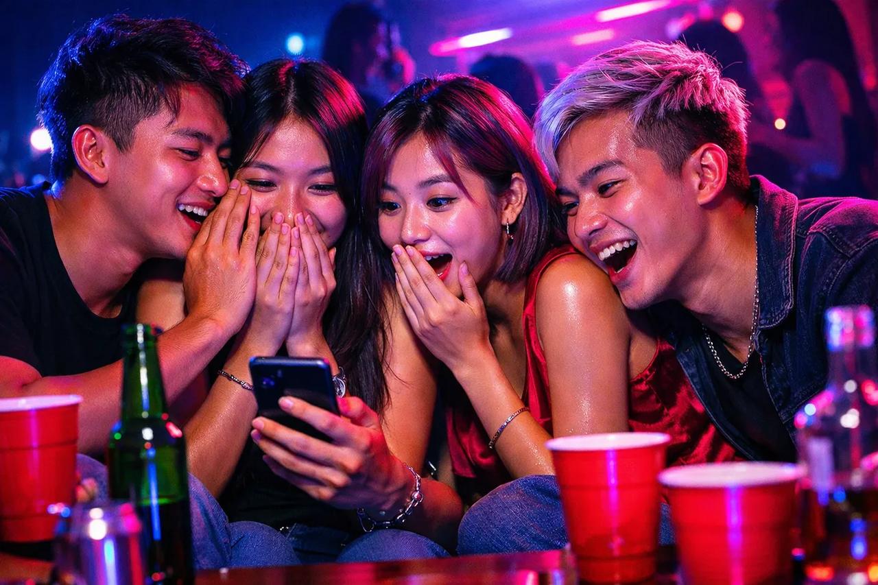 Nhóm bạn đang chơi game Cô ấy 10 điểm nhưng