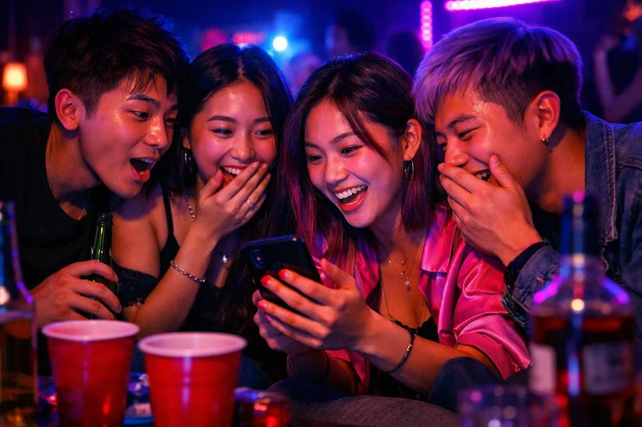 朋友们在一起玩“他是10分但是”的游戏