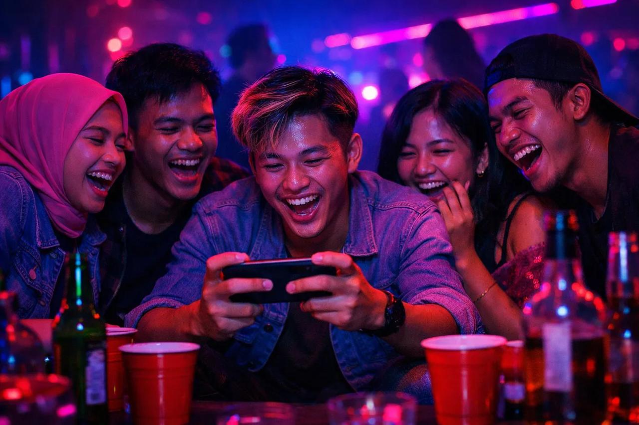 Sekumpulan temen lagi main game Dia 10 tapi