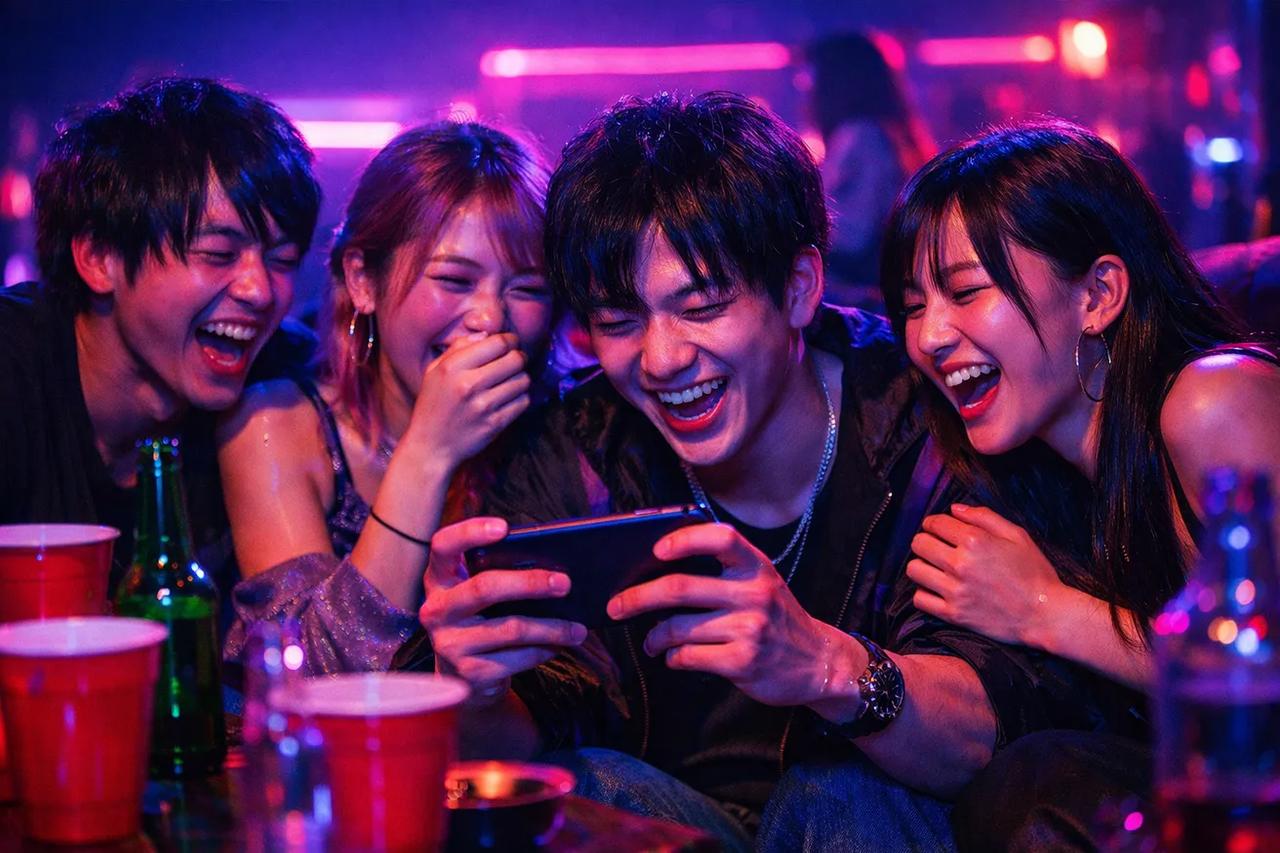 「10点満点ゲーム」で遊んでいる友達グループ