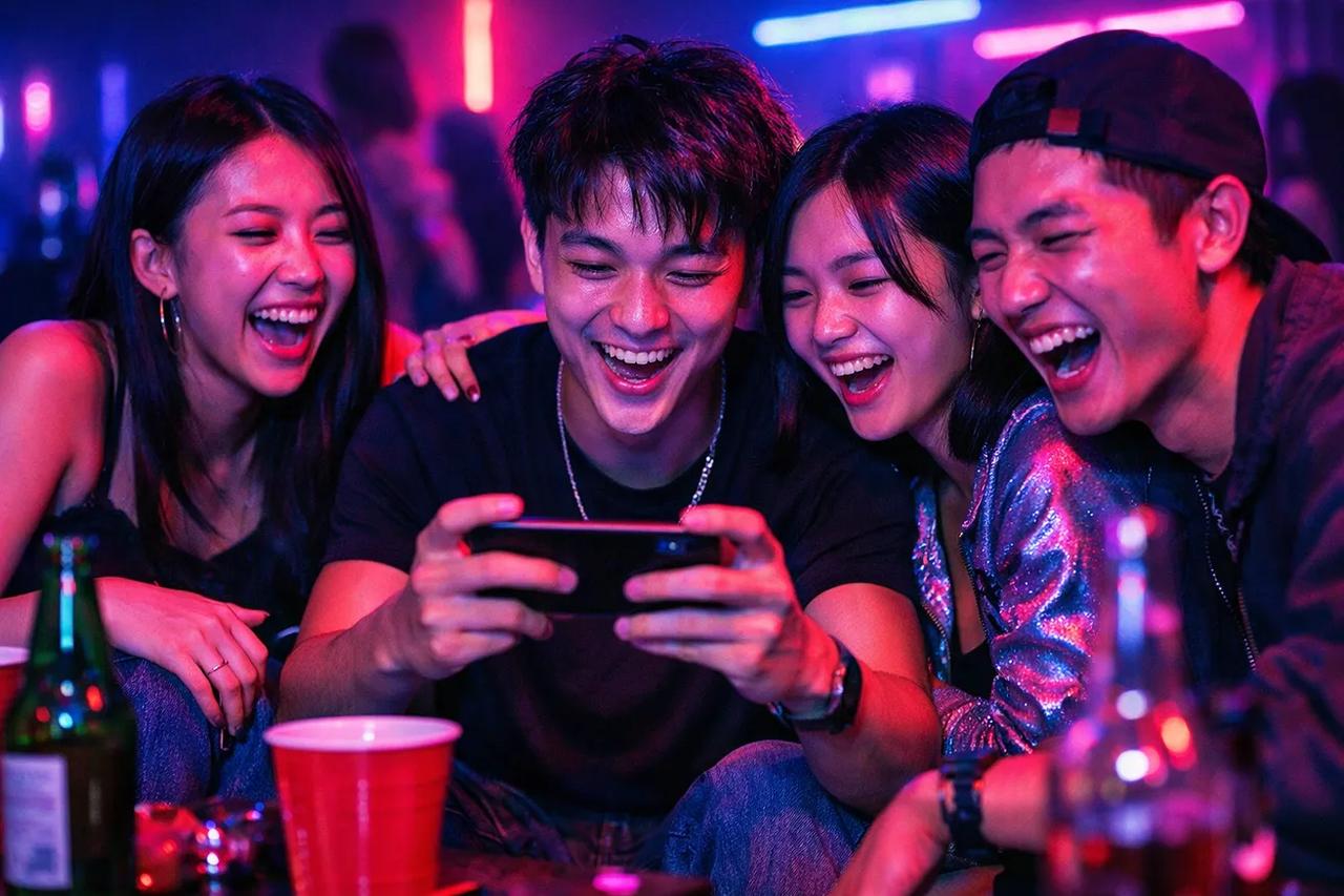 一群朋友正在玩「他是 10 分但是」的遊戲