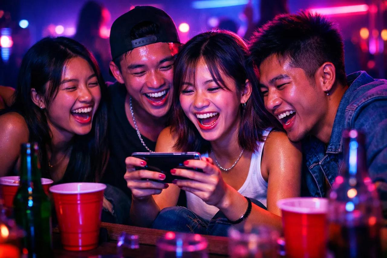 Nhóm bạn đang chơi game Cô ấy 10 điểm nhưng