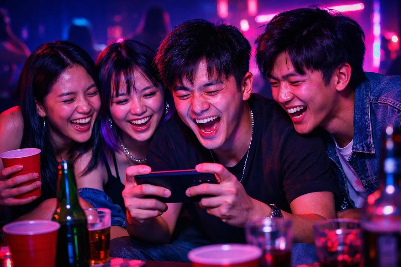 一群朋友正在玩「他是 10 分但是」的遊戲