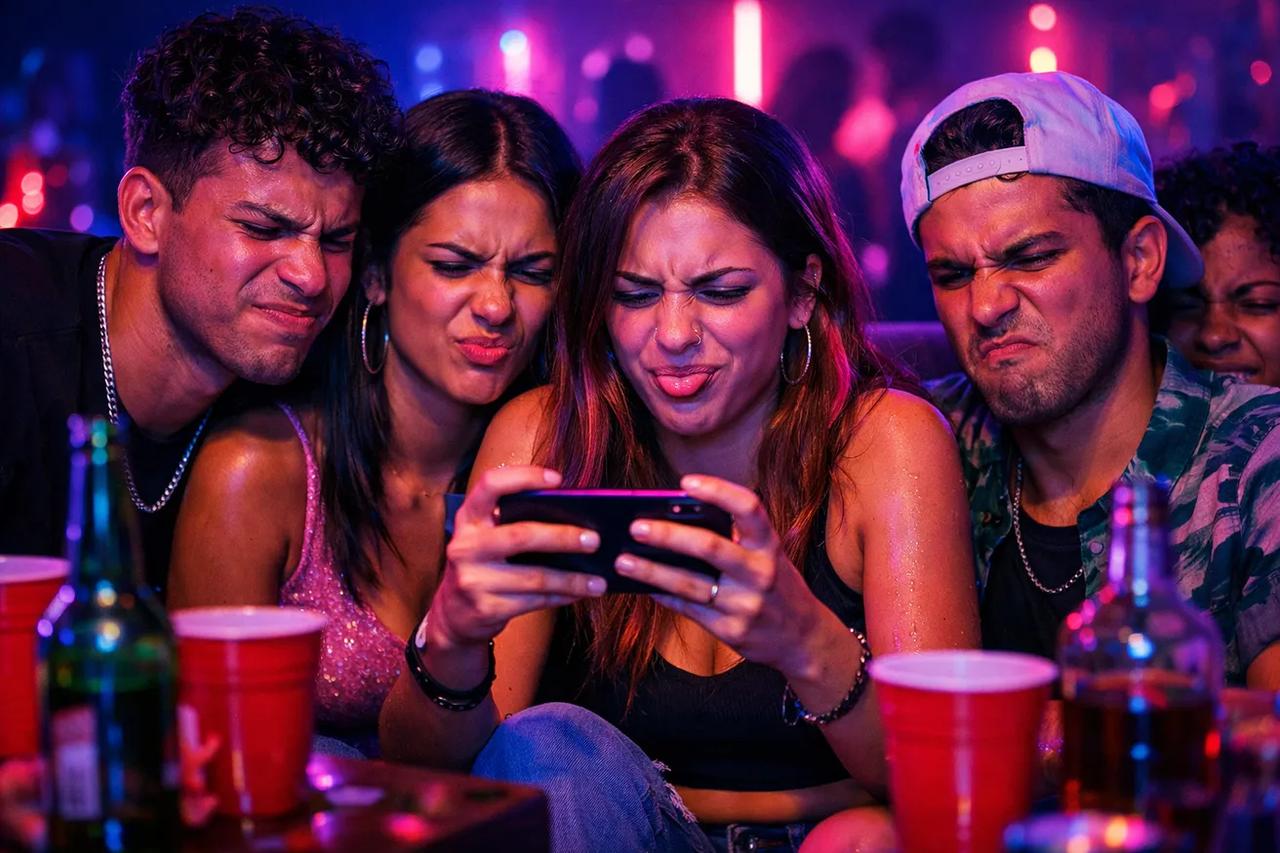 Amigos jogando o jogo Ele é um 10 mas versão hard