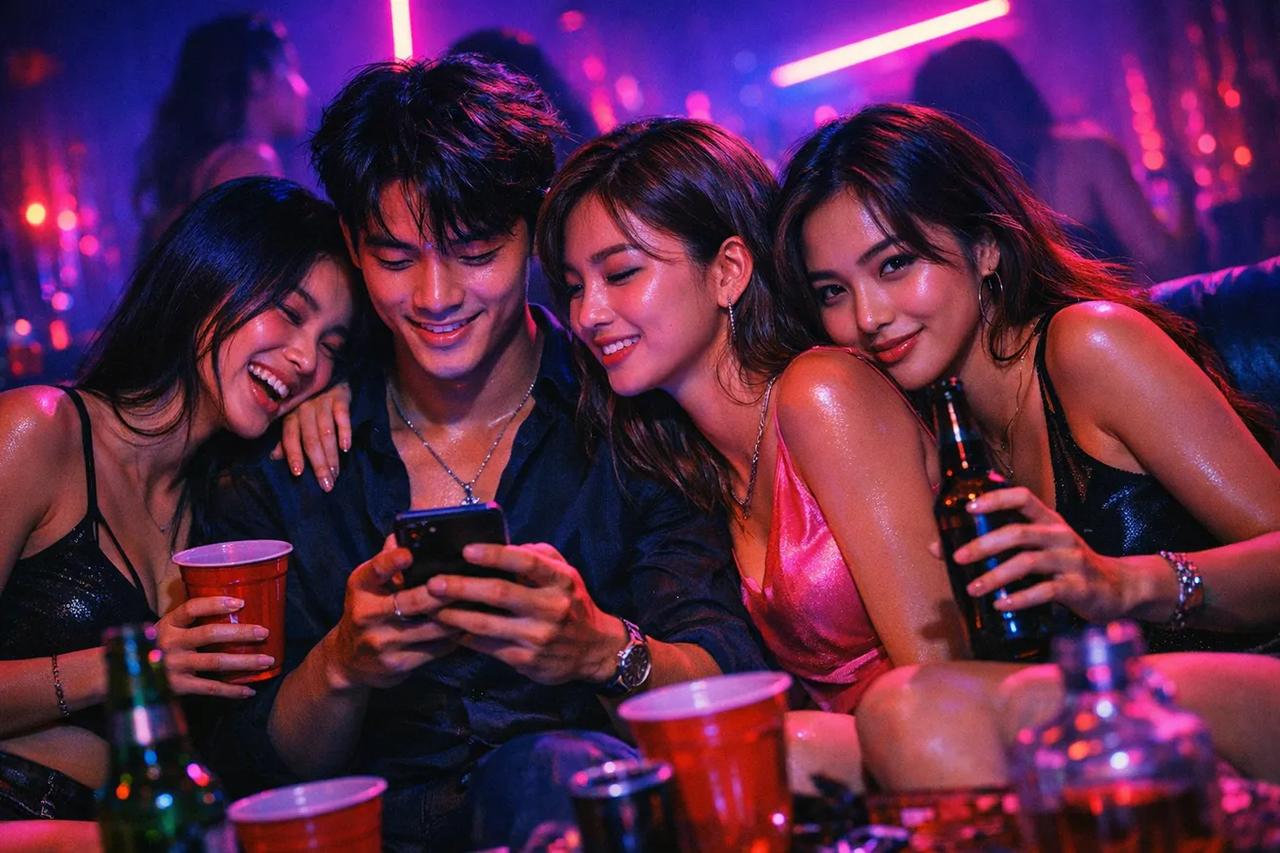 Nhóm bạn đang chơi game Cô ấy 10 điểm nhưng phiên bản nóng bỏng