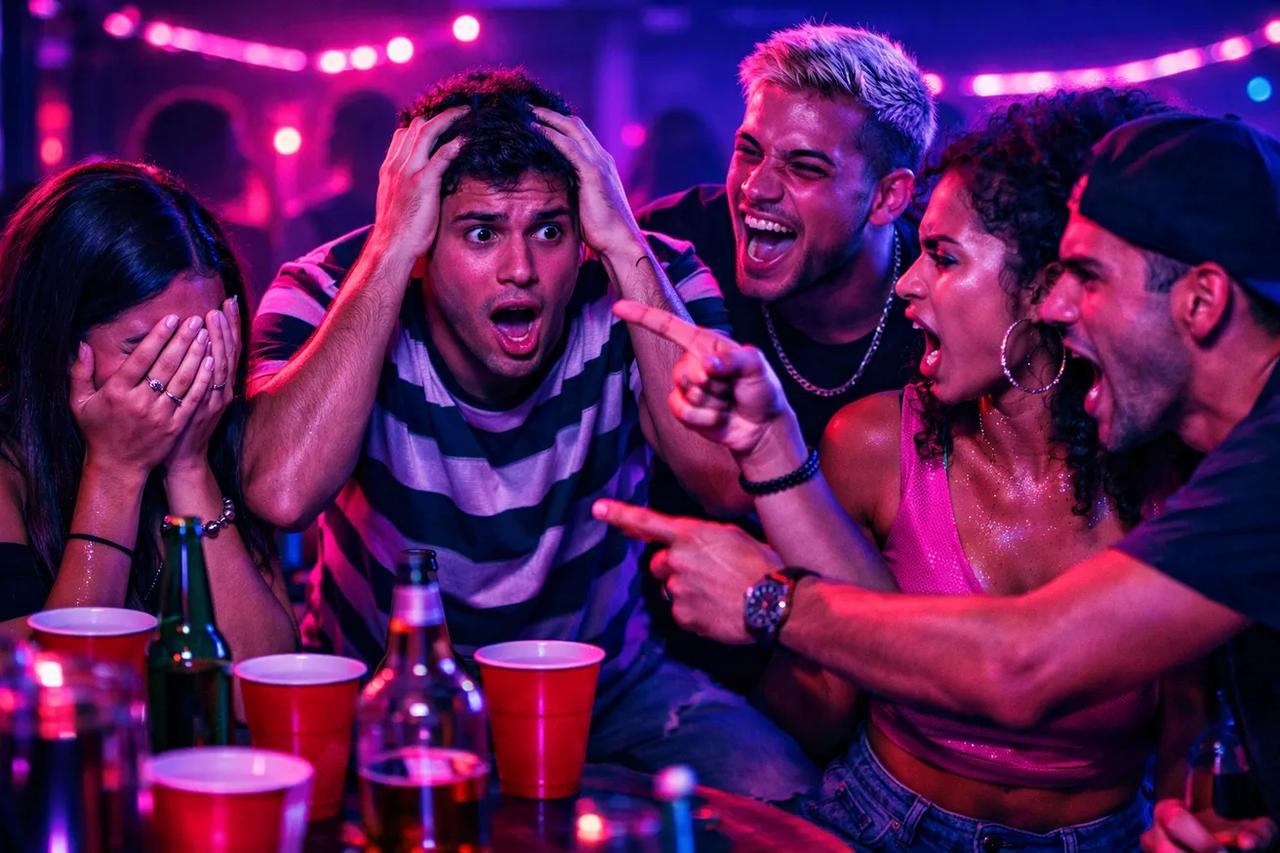 Amigos jogando o jogo Você Prefere impossível