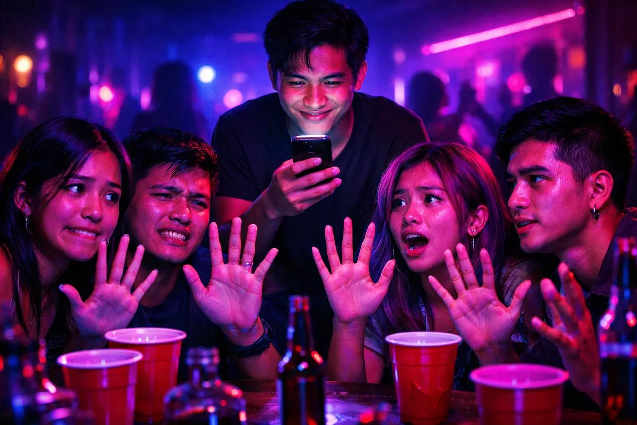 Magkakaibigang naglalaro ng Put a Finger Down