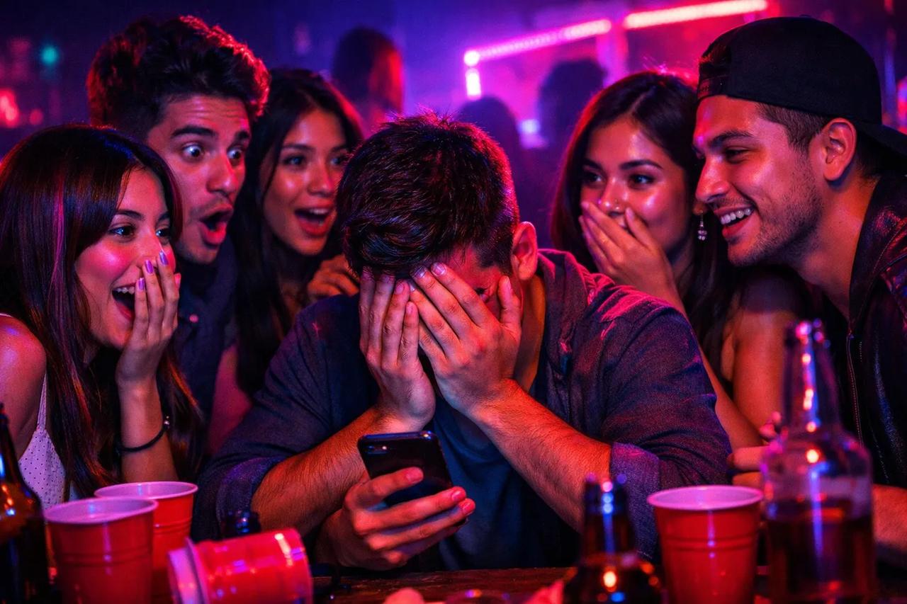 Amigos jugando al juego Verdad o Reto incómodo