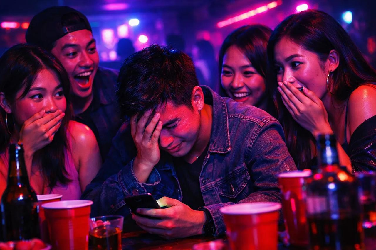 Mga kaibigan na naglalaro ng uncomfortable Truth or Dare game